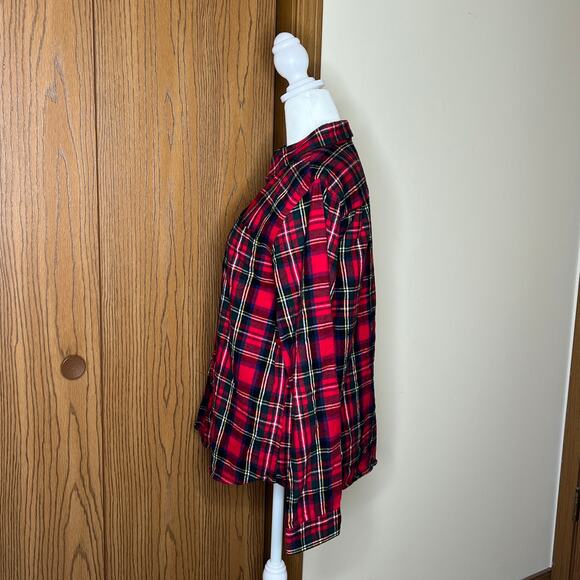 L.L. Bean Womens Scotch Plaid Flannel M Red Holiday Christmas Classic Cabincore - Picture 4 of 8